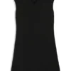 A-line dress with stitched-down cutlines
