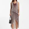 A-line dress with two-tone plissé pleats
