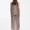 A-line dress with two-tone plissé pleats