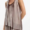 A-line dress with two-tone plissé pleats