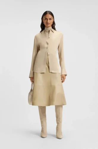 A-line skirt in nappa leather