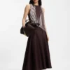 A-line top with two-tone plissé pleats