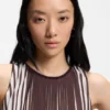 A-line top with two-tone plissé pleats