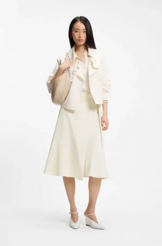 A-line wrap skirt in stretch cotton