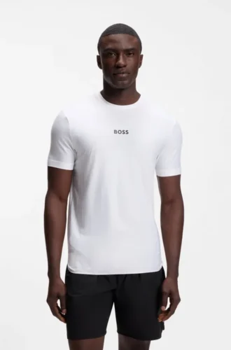 Active Jacquard-stripe slim-fit T-shirt with logo print