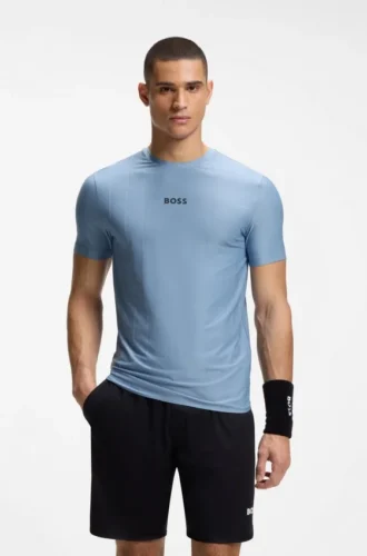 Active Jacquard-stripe slim-fit T-shirt with logo print