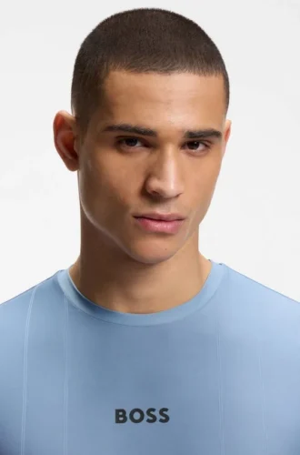 Active Jacquard-stripe slim-fit T-shirt with logo print