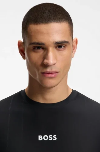 Active Jacquard-stripe slim-fit T-shirt with logo print