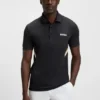 Active moisture-managing slim-fit polo shirt in stretch piqué