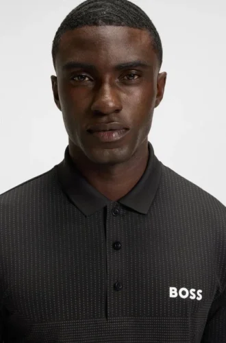 Active moisture-managing slim-fit polo shirt in stretch piqué