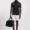 Active moisture-managing slim-fit polo shirt in stretch piqué