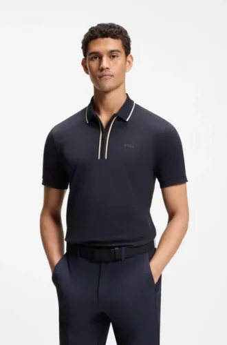 Active Slim-fit polo shirt in moisture-wicking stretch cotton