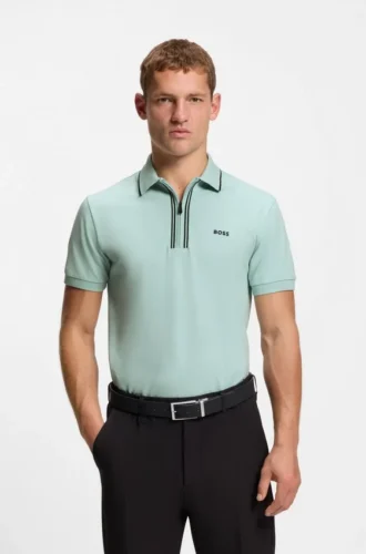 Active Slim-fit polo shirt in moisture-wicking stretch cotton