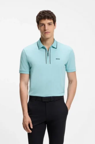 Active Slim-fit polo shirt in moisture-wicking stretch cotton