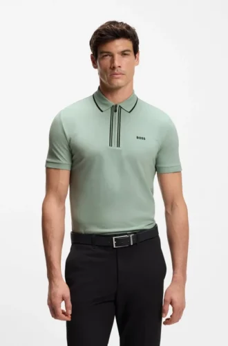 Active Slim-fit polo shirt in moisture-wicking stretch cotton