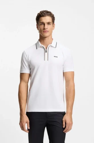 Active Slim-fit polo shirt in moisture-wicking stretch cotton