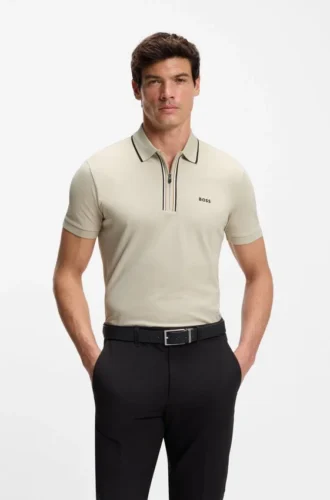 Active Slim-fit polo shirt in moisture-wicking stretch cotton