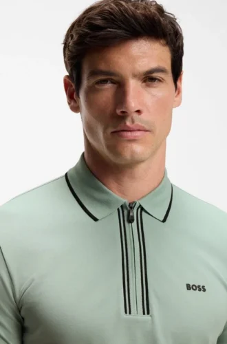 Active Slim-fit polo shirt in moisture-wicking stretch cotton