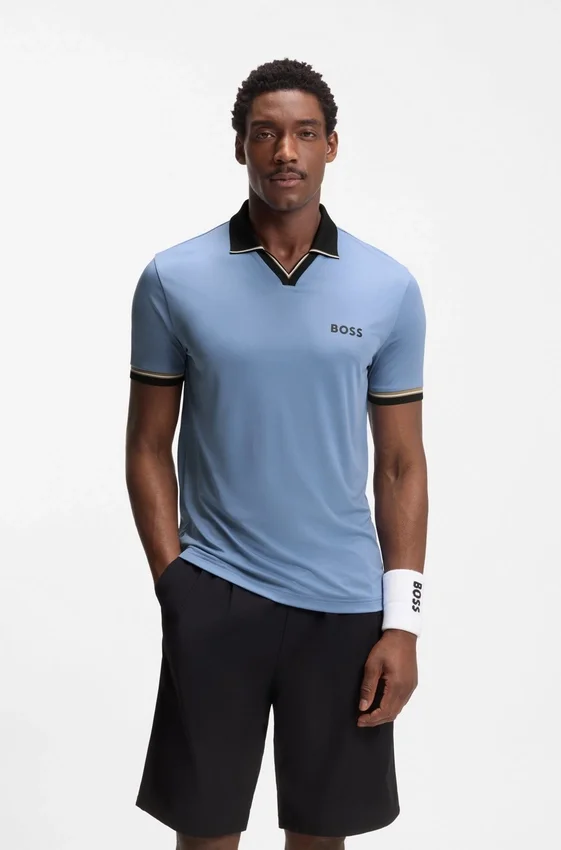 Active slim-fit polo shirt with signature-stripe details Active slim-fit polo shirt with signature-stripe details