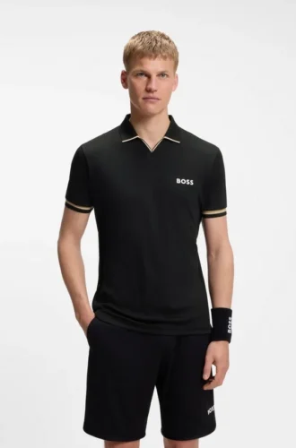 Active slim-fit polo shirt with signature-stripe details Active slim-fit polo shirt with signature-stripe details