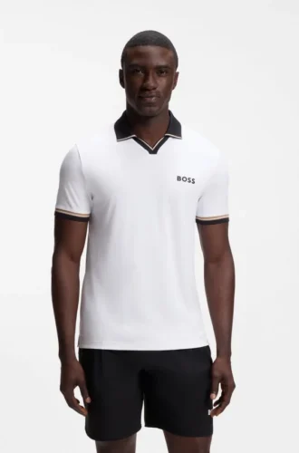 Active slim-fit polo shirt with signature-stripe details Active slim-fit polo shirt with signature-stripe details