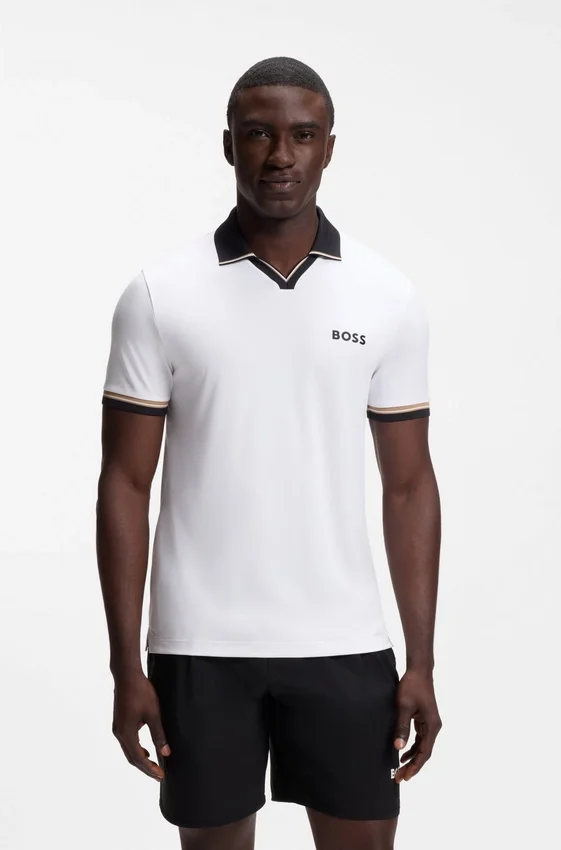Active slim-fit polo shirt with signature-stripe details Active slim-fit polo shirt with signature-stripe details