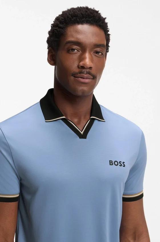 Active slim-fit polo shirt with signature-stripe details Active slim-fit polo shirt with signature-stripe details