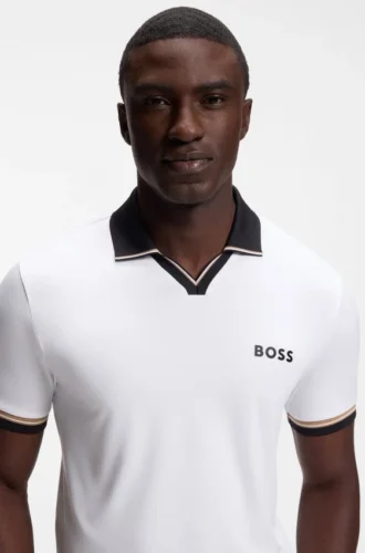 Active slim-fit polo shirt with signature-stripe details Active slim-fit polo shirt with signature-stripe details
