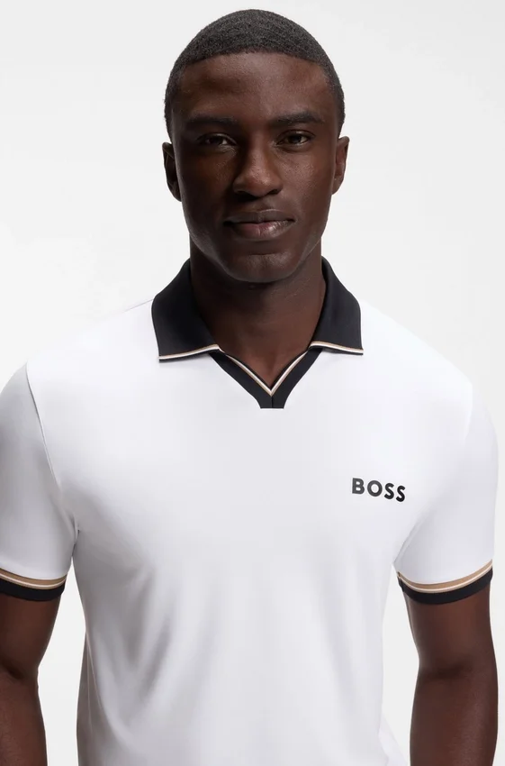 Active slim-fit polo shirt with signature-stripe details Active slim-fit polo shirt with signature-stripe details