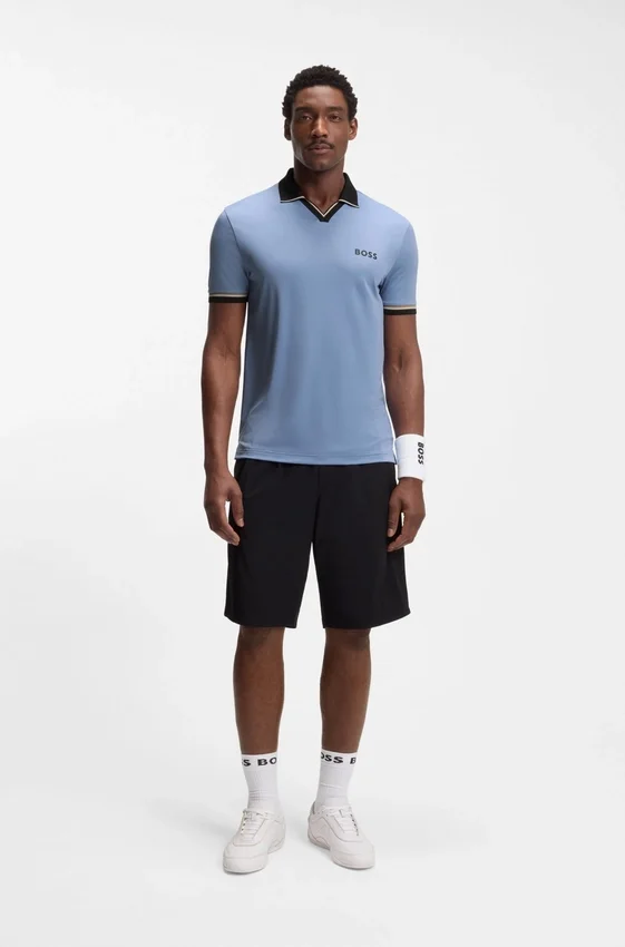 Active slim-fit polo shirt with signature-stripe details Active slim-fit polo shirt with signature-stripe details