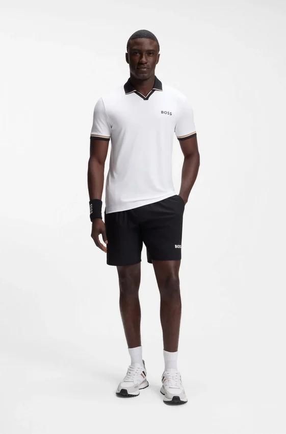 Active slim-fit polo shirt with signature-stripe details Active slim-fit polo shirt with signature-stripe details