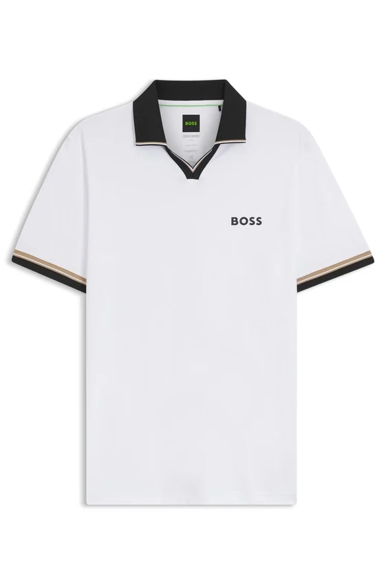Active slim-fit polo shirt with signature-stripe details Active slim-fit polo shirt with signature-stripe details