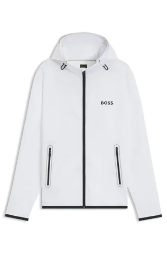 Active stretch-gabardine zip-up hoodie with thermoregulating technology