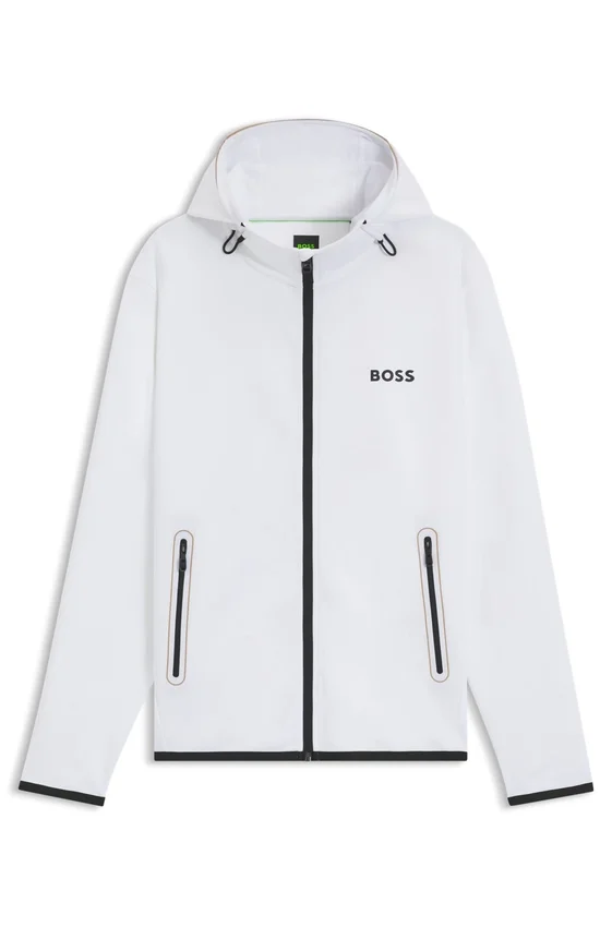 Active stretch-gabardine zip-up hoodie with thermoregulating technology Active stretch-gabardine zip-up hoodie with thermoregulating technology