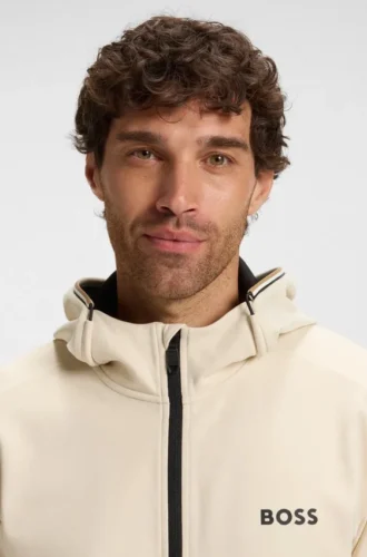 Active stretch-gabardine zip-up hoodie with thermoregulating technology