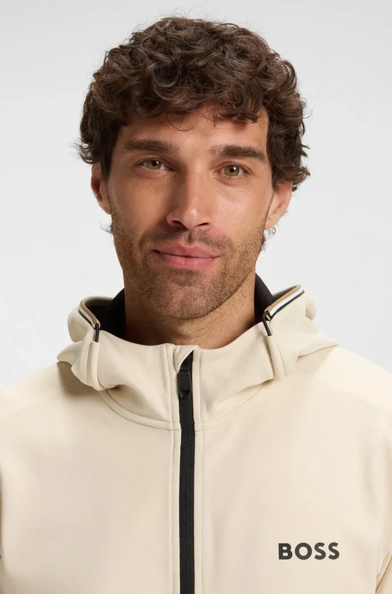 Active stretch-gabardine zip-up hoodie with thermoregulating technology Active stretch-gabardine zip-up hoodie with thermoregulating technology