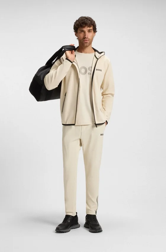 Active stretch-gabardine zip-up hoodie with thermoregulating technology Active stretch-gabardine zip-up hoodie with thermoregulating technology