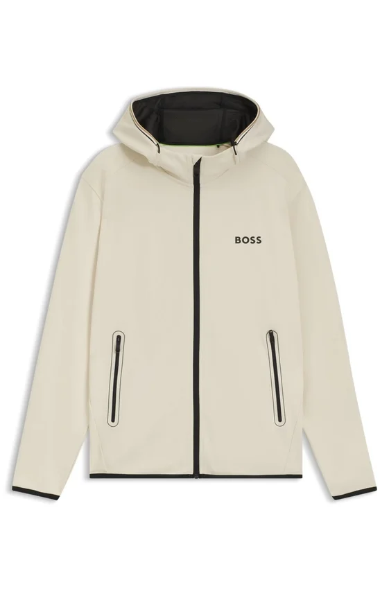 Active stretch-gabardine zip-up hoodie with thermoregulating technology Active stretch-gabardine zip-up hoodie with thermoregulating technology