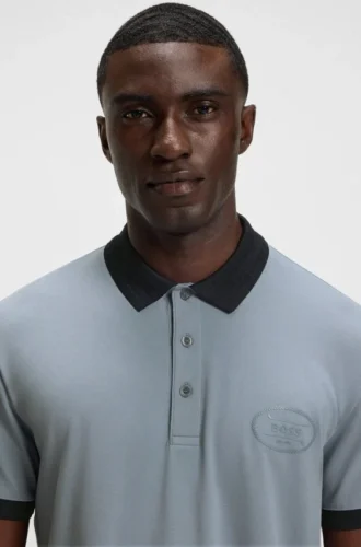Active-stretch polo shirt in a cotton blend