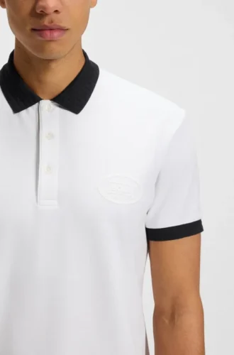 Active-stretch polo shirt in a cotton blend