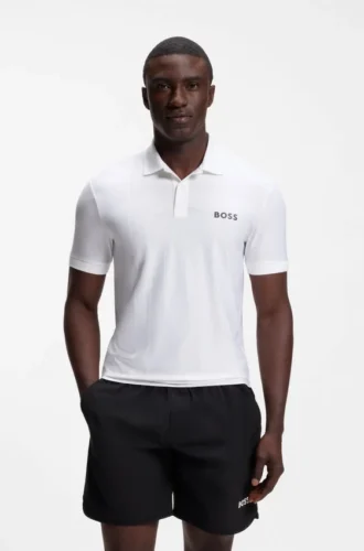 Active Stripe-jersey slim-fit polo shirt with four-way stretch