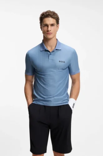 Active Stripe-jersey slim-fit polo shirt with four-way stretch