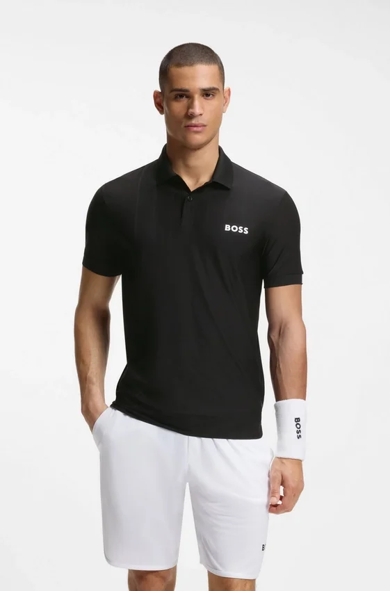 Active Stripe-jersey slim-fit polo shirt with four-way stretch Active Stripe-jersey slim-fit polo shirt with four-way stretch