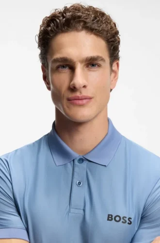 Active Stripe-jersey slim-fit polo shirt with four-way stretch