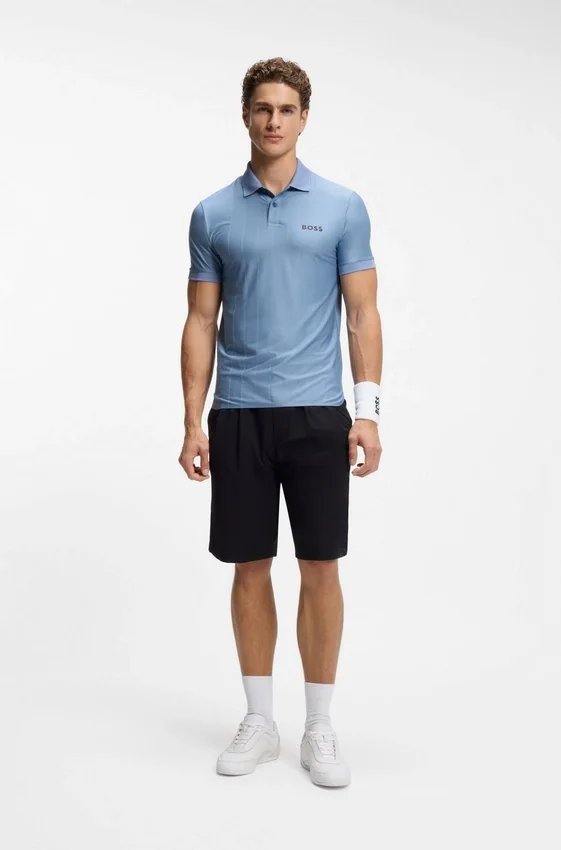 Active Stripe-jersey slim-fit polo shirt with four-way stretch Active Stripe-jersey slim-fit polo shirt with four-way stretch