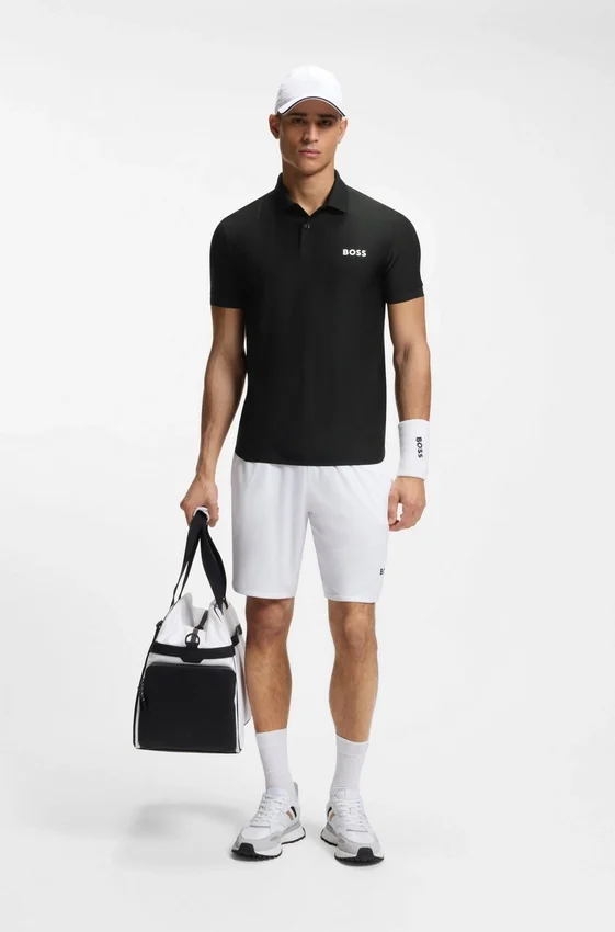 Active Stripe-jersey slim-fit polo shirt with four-way stretch Active Stripe-jersey slim-fit polo shirt with four-way stretch