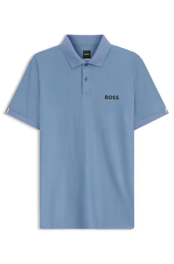 Active Stripe-jersey slim-fit polo shirt with four-way stretch Active Stripe-jersey slim-fit polo shirt with four-way stretch