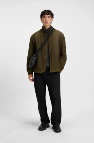 Adjustable-hem bomber jacket in waxed cotton