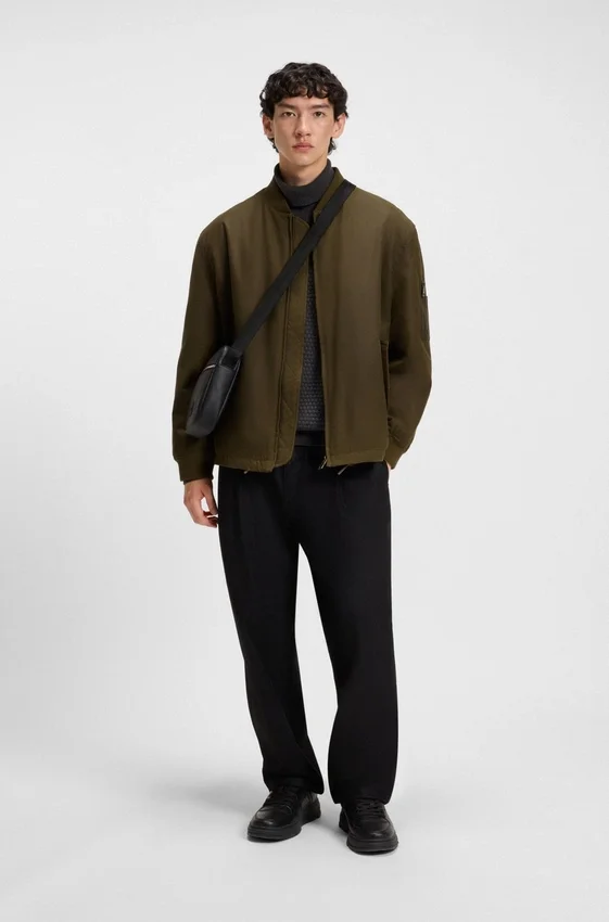 Adjustable-hem bomber jacket in waxed cotton Adjustable-hem bomber jacket in waxed cotton