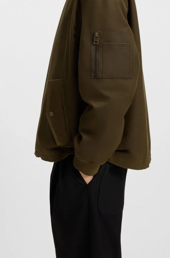 Adjustable-hem bomber jacket in waxed cotton Adjustable-hem bomber jacket in waxed cotton